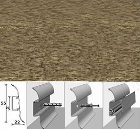 Напольный плинтус Идеал Комфорт (пластиковый с кабель-каналом) 219 Дуб натуральный (55x22x2500 мм), 1 м.п.
